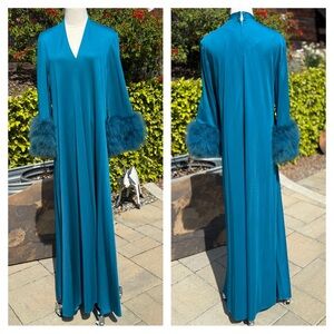 Vintage 1960s Lilli Diamond for Addé California feather trim kaftan